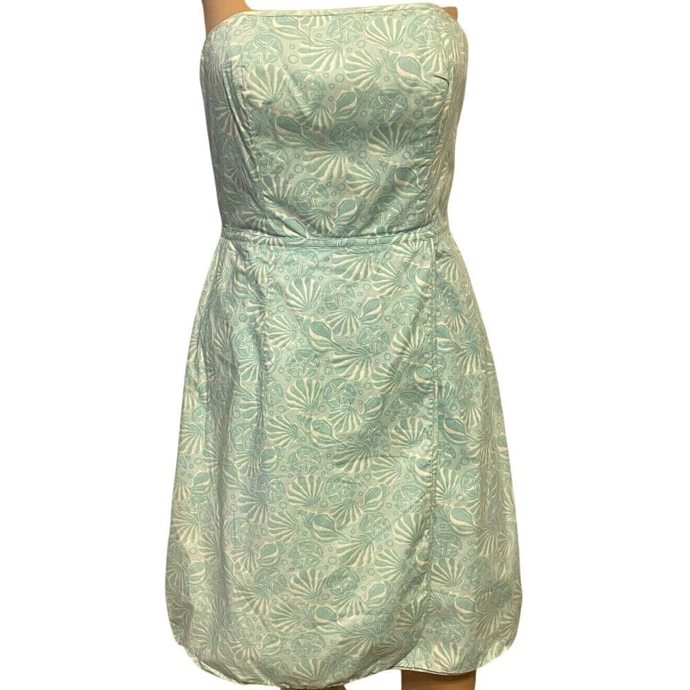 Vineyard Vines Seaside Dress Seaglass Strapless Starsish Shell Sundress Size 2